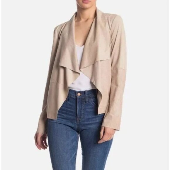 NWT Womens Size Large Bagatelle Faux Suede Zip Pocket Open Front Drape Jacket - Picture 6 of 6